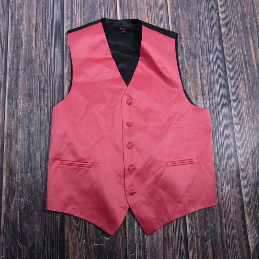 Brand Q Formal Vest Mens XS Coral Pink Satin V-Neck Adjustable Cinch Back